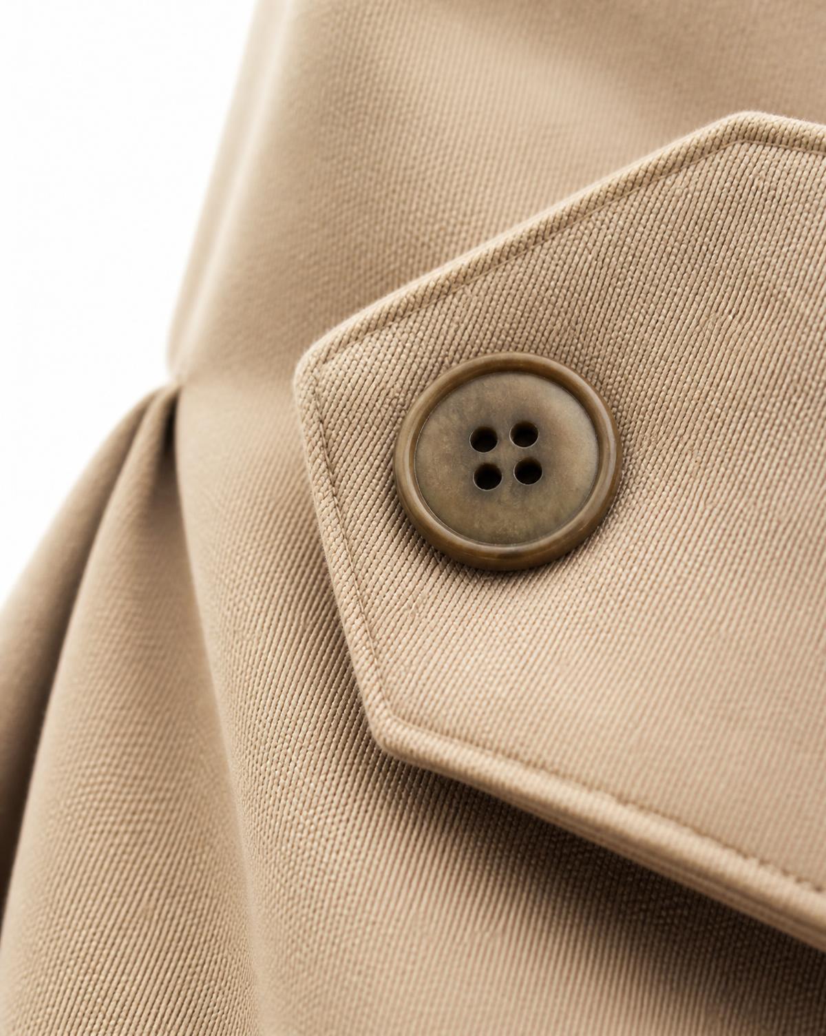 Macro detail of the overcoat fabric and button